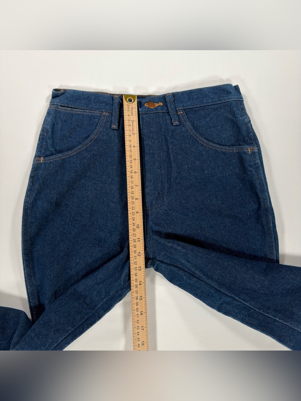 Wrangler 935NAV Cowboy Cut Bootcut Jeans Mens 31x36 Dark Blue Rigid 100% Cotton - Picture 10 of 12